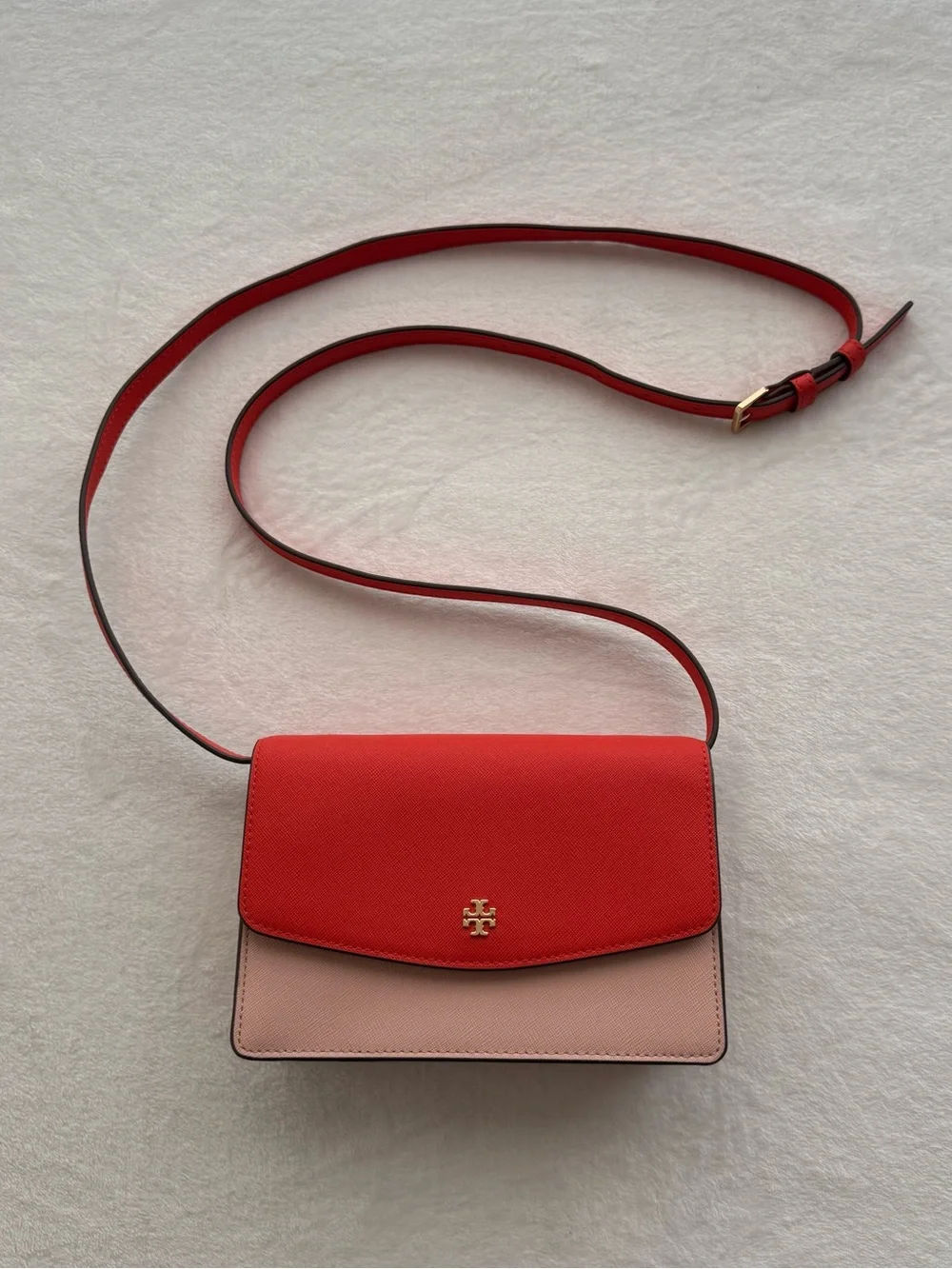 Tory Burch Emerson Color Block Mini Shoulder Bag Bright Samba / Pink Quartz
